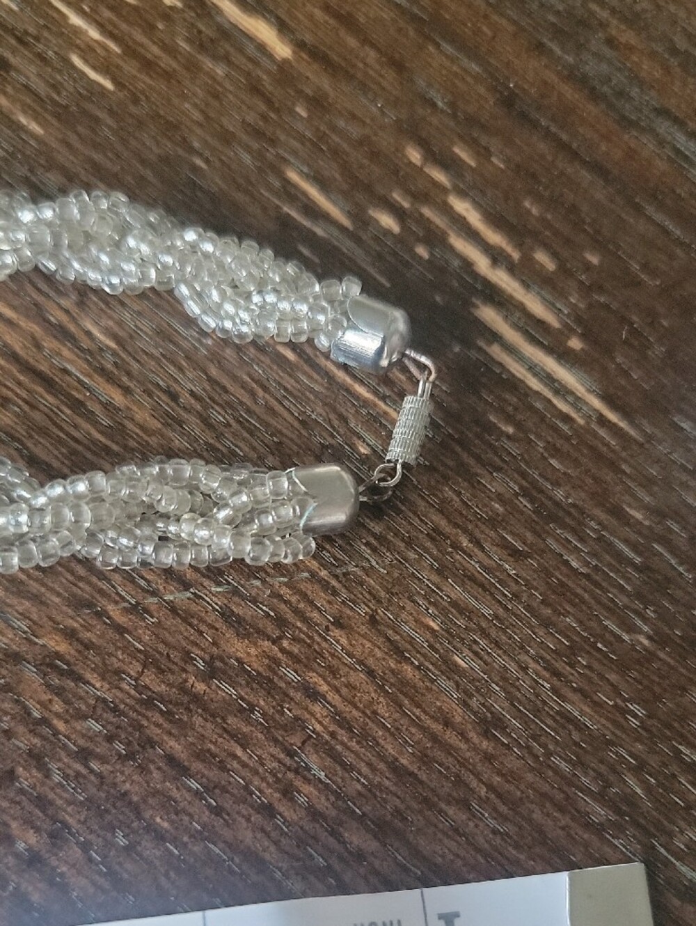 Vintage Beaded Twist Necklace Silvery White Beads - Picture 3 of 3